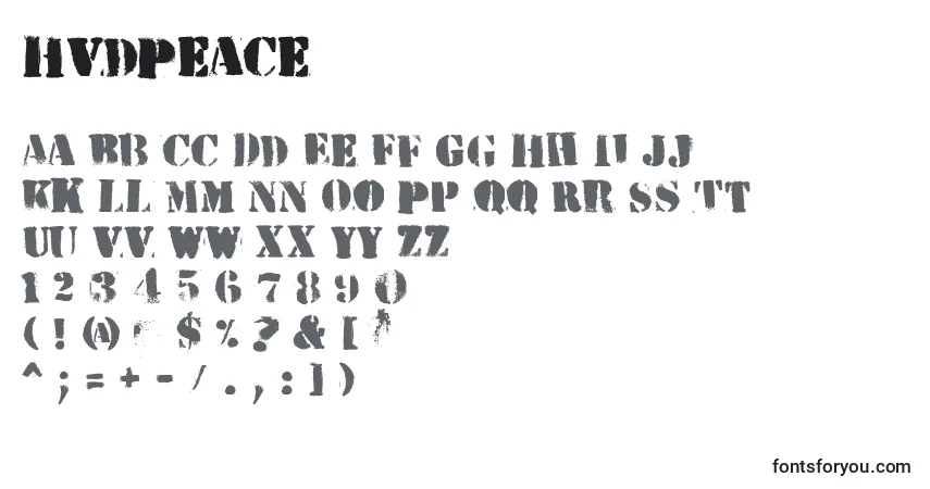 Czcionka HvdPeace – alfabet, cyfry, specjalne znaki