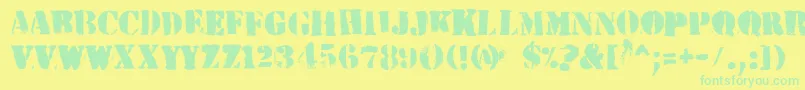 HvdPeace Font – Green Fonts on Yellow Background