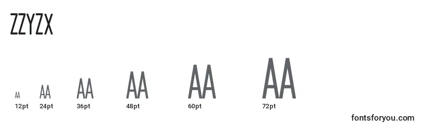 Zzyzx Font Sizes
