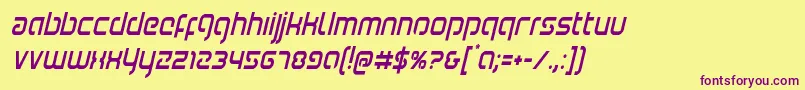 Youngerbloodcondital Font – Purple Fonts on Yellow Background