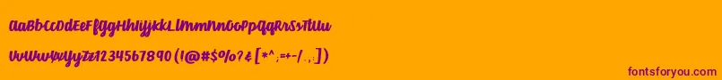 BmdVelvetHeart Font – Purple Fonts on Orange Background
