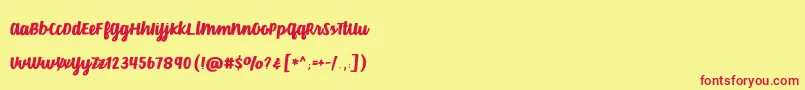 BmdVelvetHeart Font – Red Fonts on Yellow Background