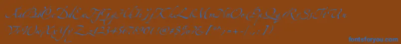 AlexandraZeferinoOne-Schriftart – Blaue Schriften auf braunem Hintergrund