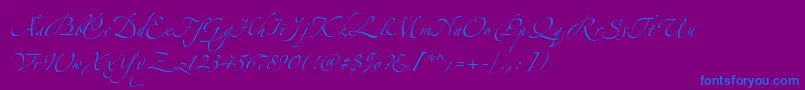 AlexandraZeferinoOne-Schriftart – Blaue Schriften auf violettem Hintergrund