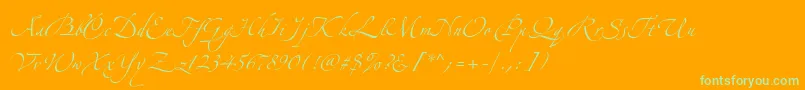 AlexandraZeferinoOne-Schriftart – Grüne Schriften auf orangefarbenem Hintergrund