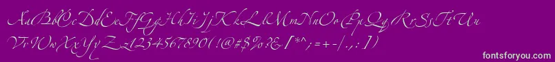 AlexandraZeferinoOne-fontti – vihreät fontit violetilla taustalla
