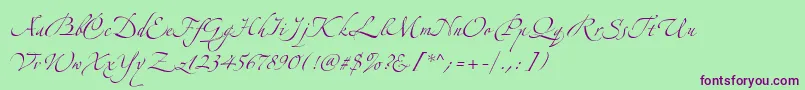 Шрифт AlexandraZeferinoOne – фиолетовые шрифты на зелёном фоне