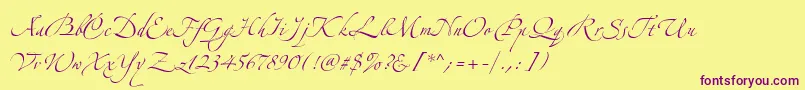 AlexandraZeferinoOne-fontti – violetit fontit keltaisella taustalla