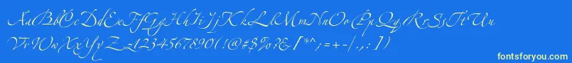 AlexandraZeferinoOne-fontti – keltaiset fontit sinisellä taustalla