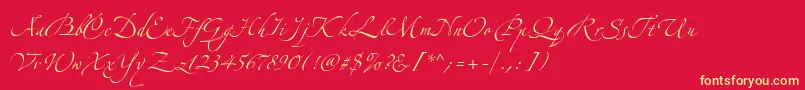 AlexandraZeferinoOne-Schriftart – Gelbe Schriften auf rotem Hintergrund