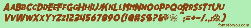 フォントMechalockItalic – 緑の背景に茶色のフォント