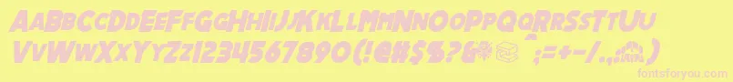 MechalockItalic-fontti – vaaleanpunaiset fontit keltaisella taustalla