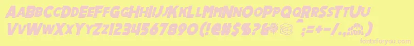 Fonte MechalockItalic – fontes rosa em um fundo amarelo