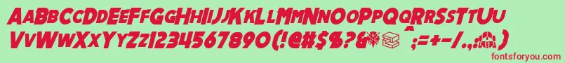 MechalockItalic-Schriftart – Rote Schriften auf grünem Hintergrund