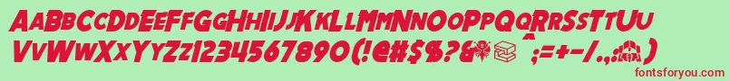 Czcionka MechalockItalic – czerwone czcionki na zielonym tle