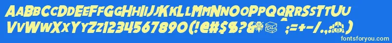 MechalockItalic Font – Yellow Fonts on Blue Background