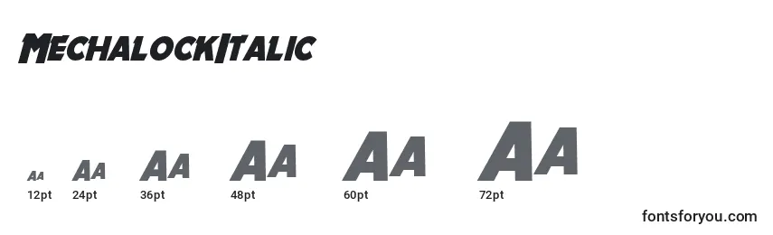 Размеры шрифта MechalockItalic