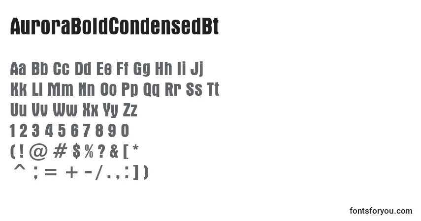 Schriftart AuroraBoldCondensedBt – Alphabet, Zahlen, spezielle Symbole