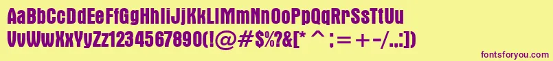 AuroraBoldCondensedBt-Schriftart – Violette Schriften auf gelbem Hintergrund