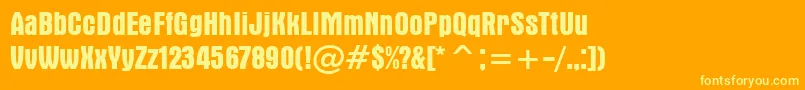 AuroraBoldCondensedBt-Schriftart – Gelbe Schriften auf orangefarbenem Hintergrund