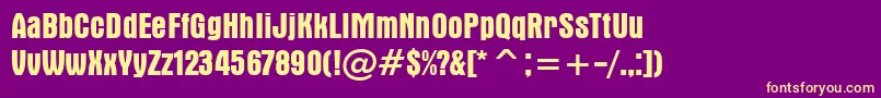 AuroraBoldCondensedBt-fontti – keltaiset fontit violetilla taustalla