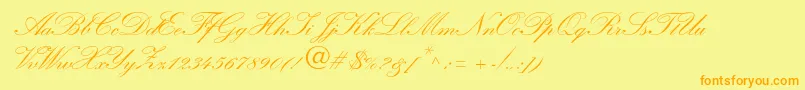 WynnerockscriptTwobold Font – Orange Fonts on Yellow Background