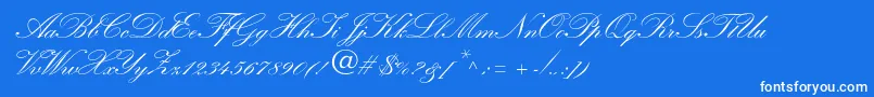 WynnerockscriptTwobold-Schriftart – Weiße Schriften auf blauem Hintergrund