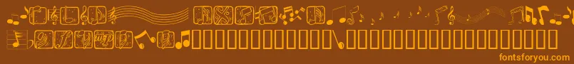 Musicelements-Schriftart – Orangefarbene Schriften auf braunem Hintergrund