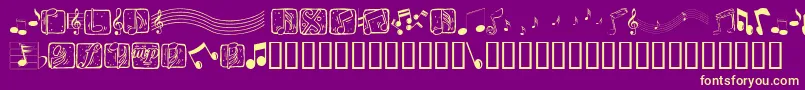 Fonte Musicelements – fontes amarelas em um fundo roxo