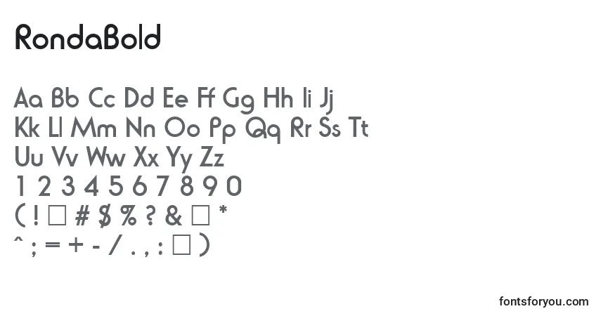 Schriftart RondaBold – Alphabet, Zahlen, spezielle Symbole