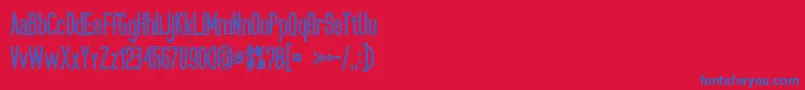 UltimatumBoldLine-Schriftart – Blaue Schriften auf rotem Hintergrund