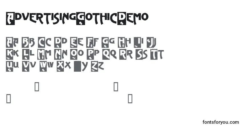 Schriftart AdvertisingGothicDemo – Alphabet, Zahlen, spezielle Symbole