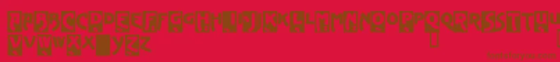 AdvertisingGothicDemo-Schriftart – Braune Schriften auf rotem Hintergrund