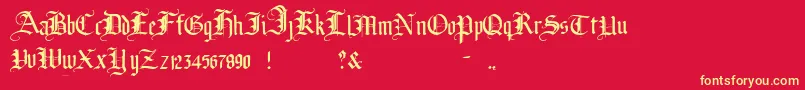 BrokenPlanew-Schriftart – Gelbe Schriften auf rotem Hintergrund