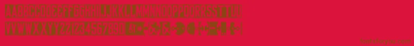 Yorkwhiteletter-Schriftart – Braune Schriften auf rotem Hintergrund