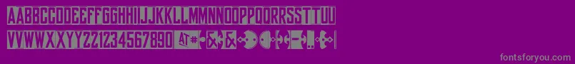 フォントYorkwhiteletter – 紫の背景に灰色の文字