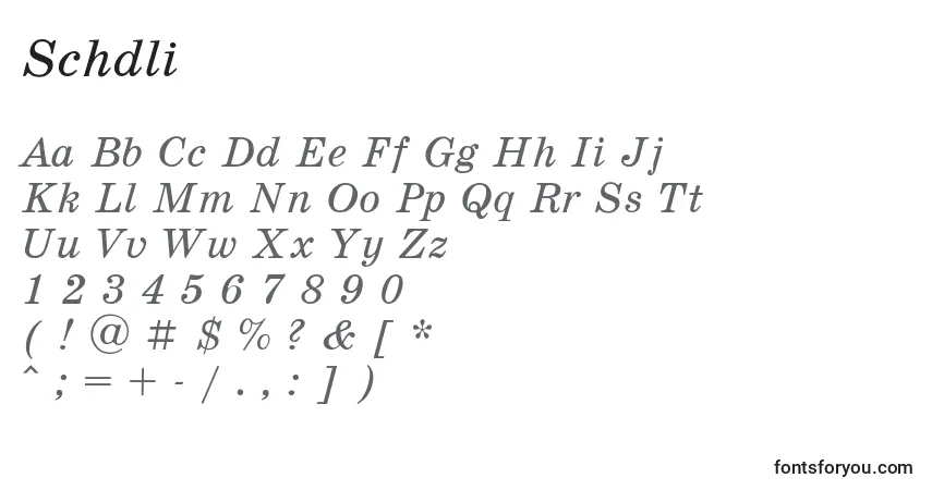 Schdliフォント–アルファベット、数字、特殊文字