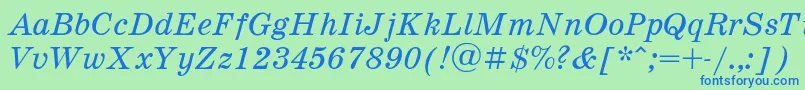 フォントSchdli – 青い文字は緑の背景です。