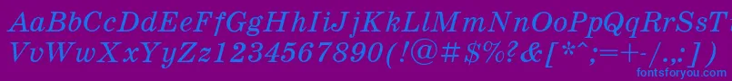 フォントSchdli – 紫色の背景に青い文字