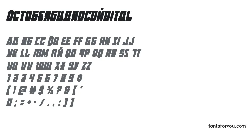A fonte Octoberguardcondital – alfabeto, números, caracteres especiais