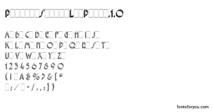 Czcionka PremierShadedLetPlain.1.0 – alfabet, cyfry, specjalne znaki