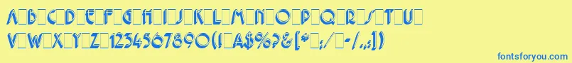 PremierShadedLetPlain.1.0 Font – Blue Fonts on Yellow Background