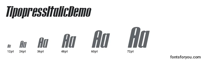TipopressItalicDemo Font Sizes