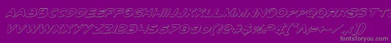 Fonte ToonTownIndustrialShadItal – fontes cinzas em um fundo violeta