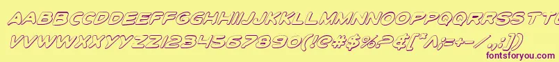 ToonTownIndustrialShadItal Font – Purple Fonts on Yellow Background