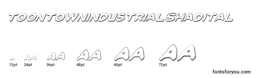 Размеры шрифта ToonTownIndustrialShadItal