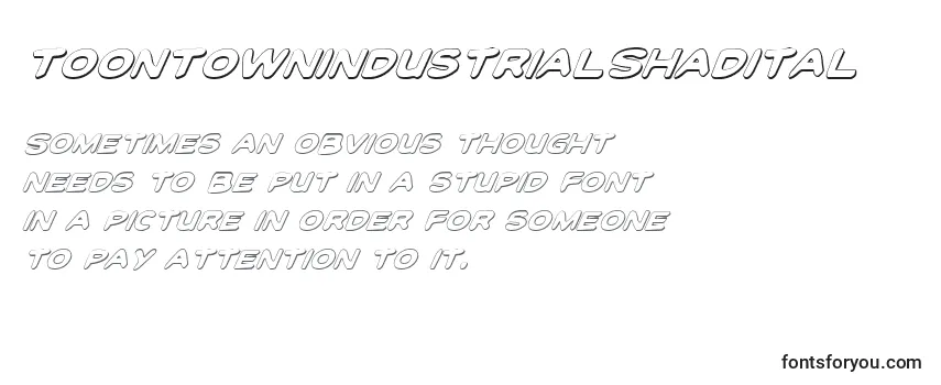 Review of the ToonTownIndustrialShadItal Font