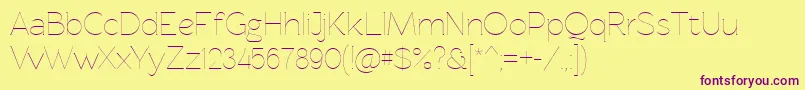 Rawengulkultralight Font – Purple Fonts on Yellow Background