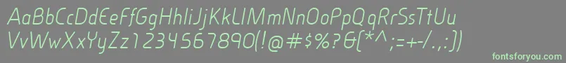 フォントCineplexLtItalic – 灰色の背景に緑のフォント