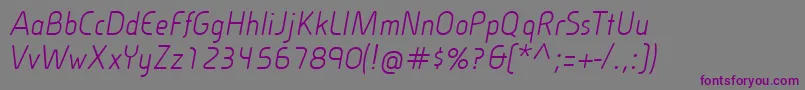 フォントCineplexLtItalic – 紫色のフォント、灰色の背景